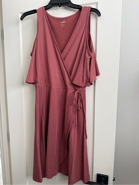 Dusty Rose Wrap Midi Dress